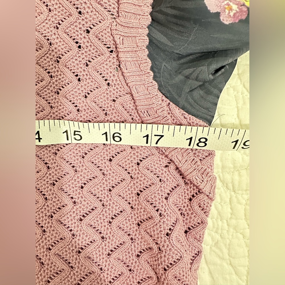 NWT SZ L Current Air Mauve Textured Women's Sweater W/floral long sleeves - Picture 5 of 8